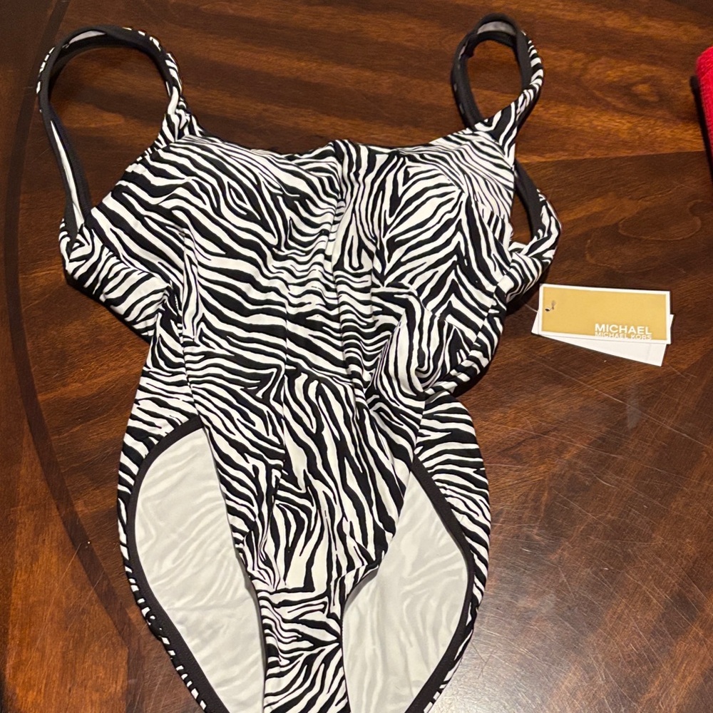 Michael Kors Black and White Zebra Swimsuit